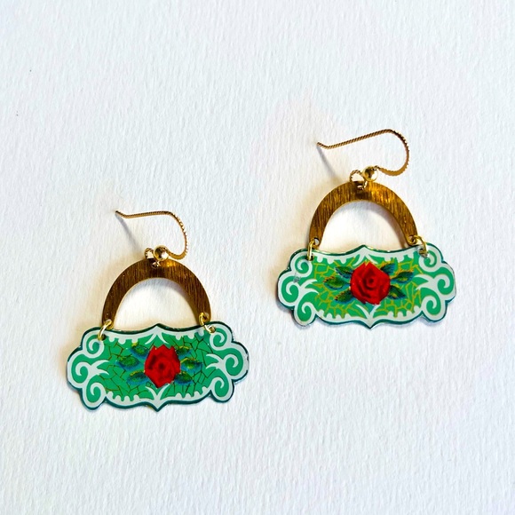 Vintage tin earrings - Picture 1 of 2